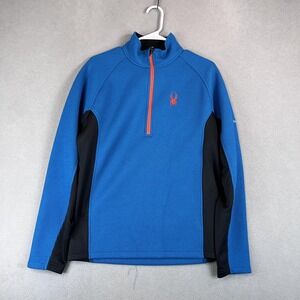 Spyder Blue and Black Half-Zip Ski Pullover with Orange Accents